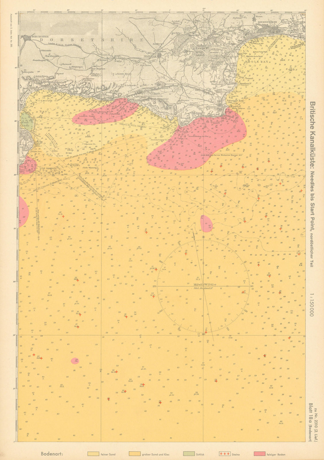 18a. English Channel Coast. Bournemouth Poole Dorset. KRIEGSMARINE Nazi map 1940